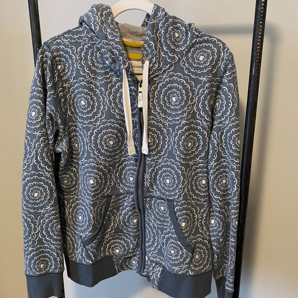 Boden Grey Floral Zip-Up Hoodie for Women
